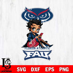 Florida Atlantic Owls Style Black Fan Girl Betty Boop, Svg Eps Dxf Png File, Digital Download