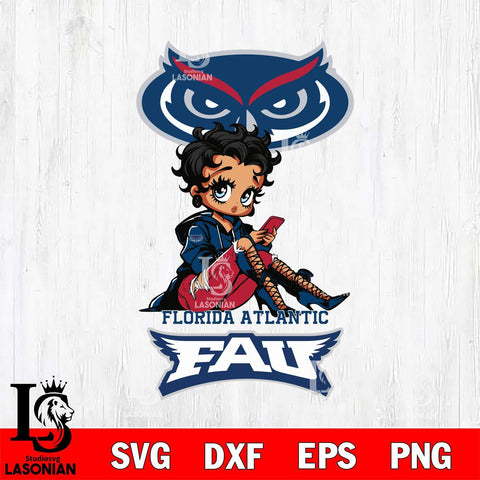 Florida Atlantic Owls Style Black Fan Girl Betty Boop, Svg Eps Dxf Png File, Digital Download
