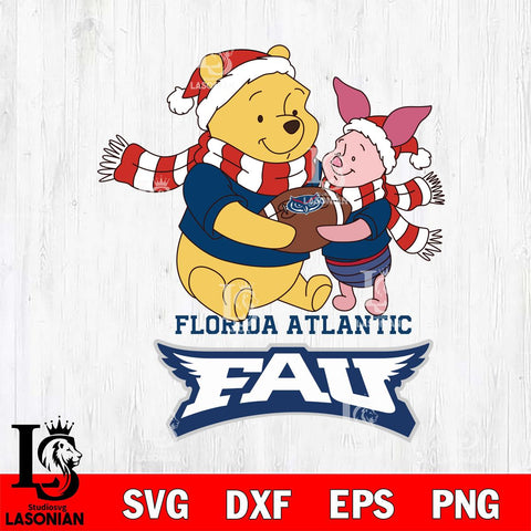 Florida Atlantic Owls Winnie the Pooh & Piglet Football Cricut,Christmas SVG DXF EPS PNG FILE, NCAA Digital Download,Instant Download, Silhouette