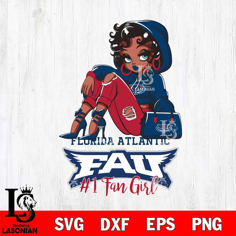 Florida Atlantic Owls #1 beauty Black Fan Girl, Svg Eps Dxf Png File, Digital Download
