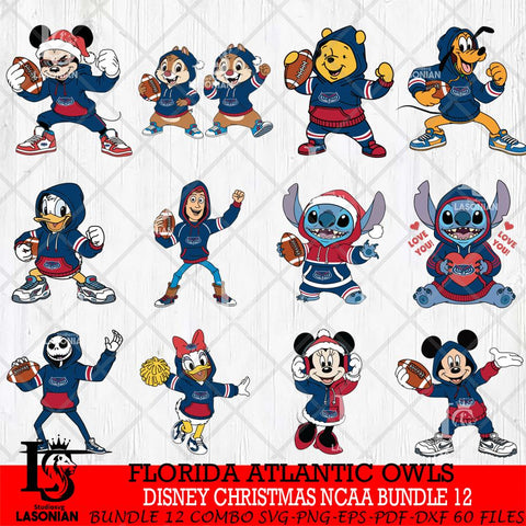 Florida Atlantic Owls  Disney christmas NCAA Bundle File Cut, Bundle NCAA SVG DXF EPS PNG FILE, Digital Download , Criucut , Silhouette