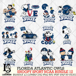 Florida Atlantic Owls  Snoopy NCAA Bundle 12 SVG Svg Eps Dxf Png File, Digital Download