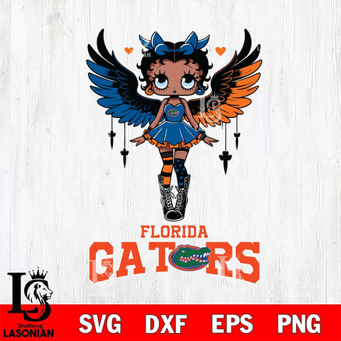Florida Gators Anglel Black Fan Girl Betty Boop, Svg Eps Dxf Png File, Digital Download