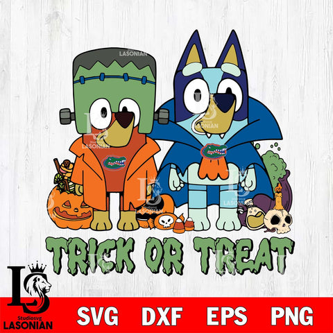 Florida Gators Bluey Halloween Trick or Treat Svg Eps Dxf Png File, Digital Download, Instant Download