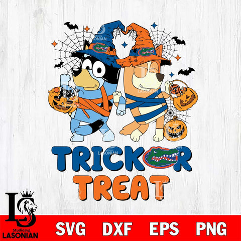 Florida Gators Bluey Trick or Treat Halloween 2 Svg Eps Dxf Png File, Digital Download, Instant Download