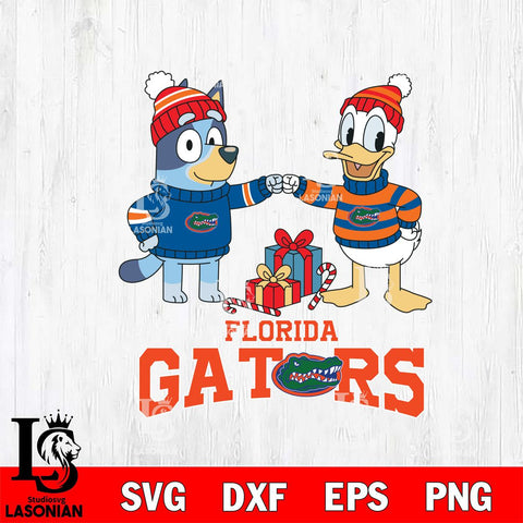 Florida Gators Bluey With Donald Duck Christmas File Cut, NCAA SVG DXF EPS PNG FILE, Digital Download,Instant Download, Silhouette