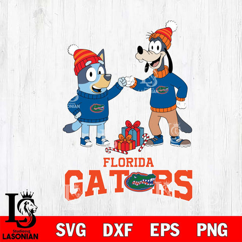 Florida Gators Bluey With Goofy Christmas File Cut, NCAA SVG DXF EPS PNG FILE, Digital Download,Instant Download, Silhouette