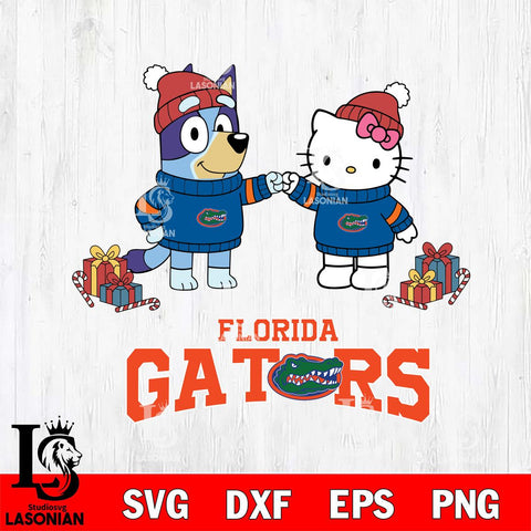 Florida Gators Bluey With Hello kitty Christmas File Cut, NCAA SVG DXF EPS PNG FILE, Digital Download,Instant Download, Silhouette