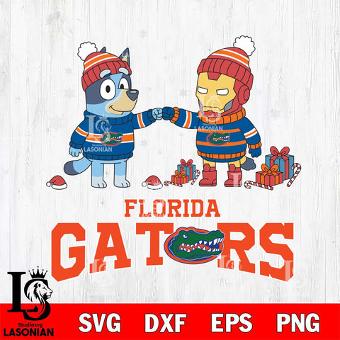 Florida Gators Bluey With Iron man Christmas File Cut, NCAA SVG DXF EPS PNG FILE, Digital Download,Instant Download, Silhouette