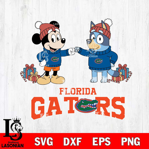Florida Gators Bluey With Mickey Christmas File Cut, NCAA SVG DXF EPS PNG FILE, Digital Download,Instant Download, Silhouette