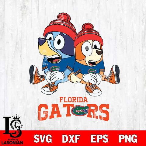 Florida Gators Christmas Bluey & Bingo Sit Cut Files,Bluey Cricut,Christmas Svg , Bluey svg , Digital Download, dxf eps png pdf file