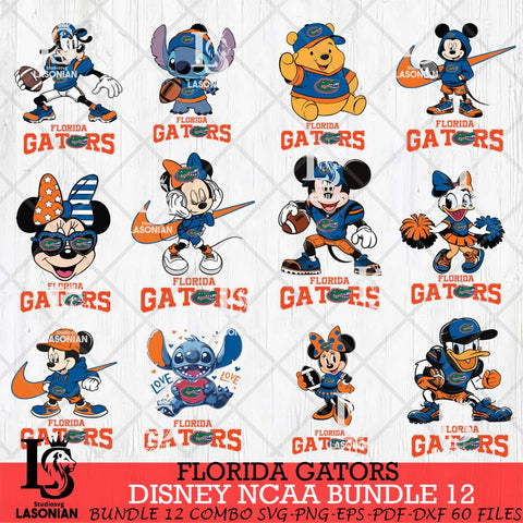 Florida Gators Disney NCAA Bundle Svg PNG 12 Svg Eps Dxf Png File, Digital Download