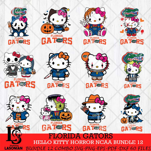 Florida Gators Hello Kitty Horror NCAA Bundle 12 SVG Svg Eps Dxf Png File, Digital Download