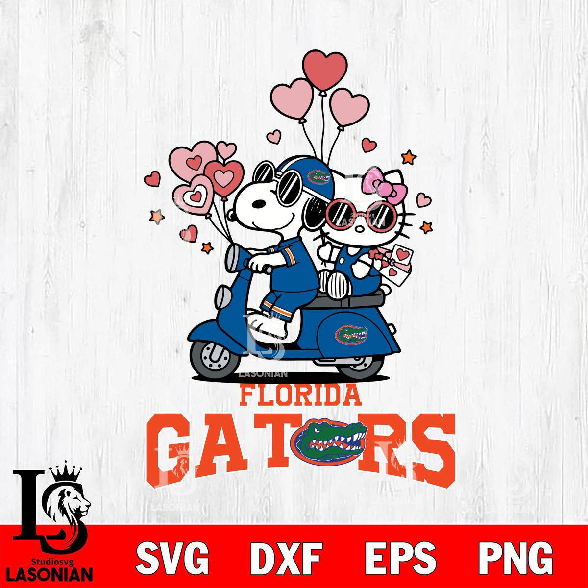 Florida Gators Snoopy and Hello Kitty Valentine File Cut, NCAA SVG DXF ...