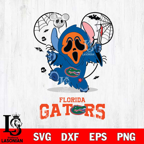 Florida Gators Stitch Ghost Face Halloween 2 Svg Eps Dxf Png File, Digital Download, Instant Download