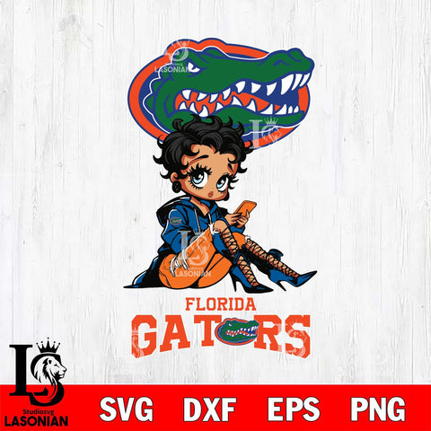 Florida Gators Style Black Fan Girl Betty Boop, Svg Eps Dxf Png File, Digital Download