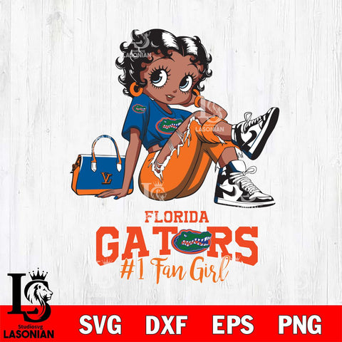 Florida Gators #1 Black Fan Girl Betty Boop, Svg Eps Dxf Png File, Digital Download
