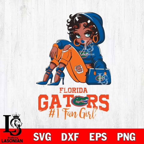 Florida Gators #1 beauty Black Fan Girl, Svg Eps Dxf Png File, Digital Download
