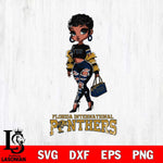 Florida International Panthers Beautiful Black Fan Girl, Svg Eps Dxf Png File, Digital Download