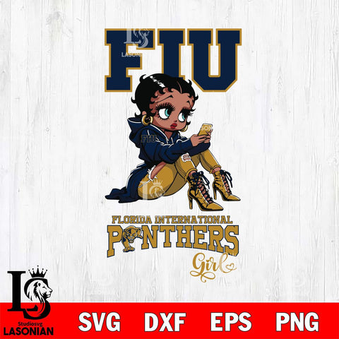 Florida International Panthers Beauty Black Fan Girl Football, Svg Eps Dxf Png File, Digital Download