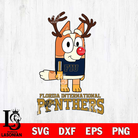 Florida International Panthers Bluey Chilli Christmas Deer Svg Eps Dxf Png File, Digital Download