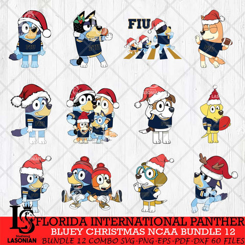 Florida International Panthers Bluey Christmas NCAA Bundle 12 SVG Eps Dxf Png File, Digital Download, Instant Download