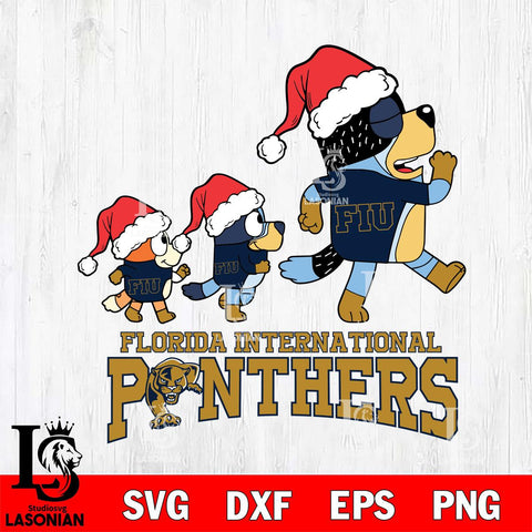 Florida International Panthers Bluey Family Christmas Svg Eps Dxf Png File, Digital Download