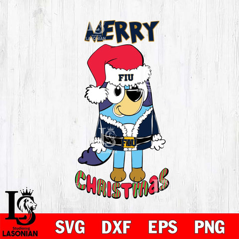 Florida International Panthers Bluey Merry Christmas Bluey Santa Claus Svg Eps Dxf Png File, Digital Download