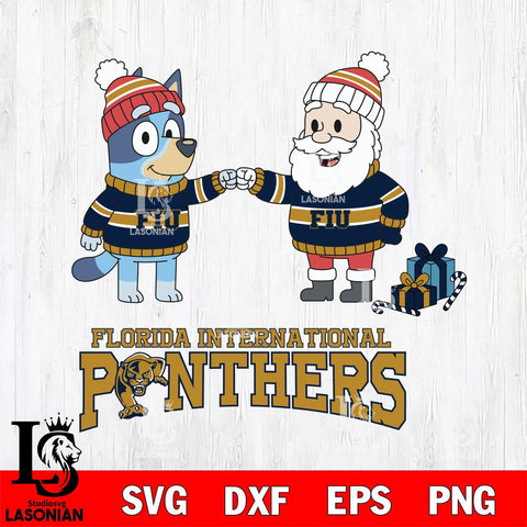 Florida International Panthers Bluey With Satan Christmas File Cut, NCAA SVG DXF EPS PNG FILE, Digital Download,Instant Download, Silhouette