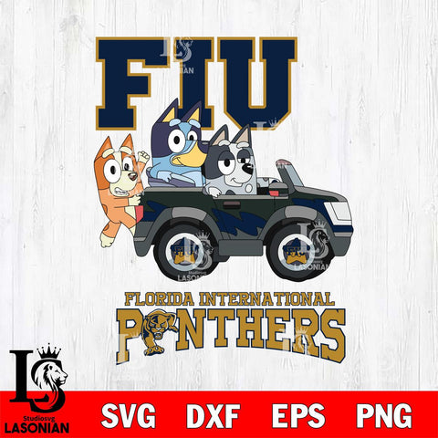 Florida International Panthers Bluey friends car Svg Eps Dxf Png File, NCAA svg, Digital Download, Instant Download