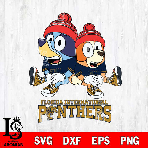 Florida International Panthers Christmas Bluey & Bingo Sit Cut Files,Bluey Cricut,Christmas Svg , Bluey svg , Digital Download, dxf eps png pdf file
