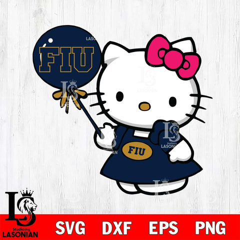 Florida International Panthers Cute Hello Kitty 2 Svg Eps Dxf Png File, Digital Download, Instant Download