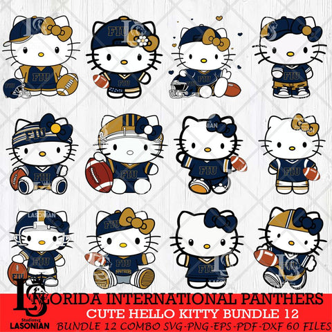 Florida International Panthers Cute Hello Kitty Bundle 12 SVG Eps Dxf Png File, NCAA Bundle svg, Digital Download, Instant Download
