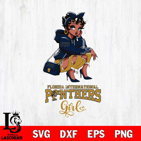 Florida International Panthers Fashion Black Fan Girl Betty Boop, Svg Eps Dxf Png File, Digital Download