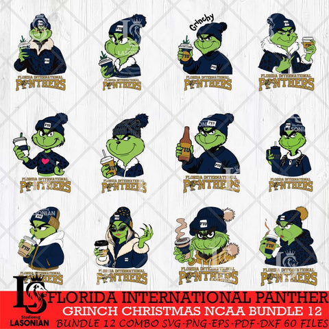 Florida International Panthers Grinch Christmas NCAA Bundle 12 Svg Eps Dxf Png File,Cricut files, Digital Download, Instant Download