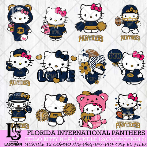Florida International Panthers Hello Kitty Bundle 12 SVG Svg Eps Dxf Png File, Digital Download, Instant Download