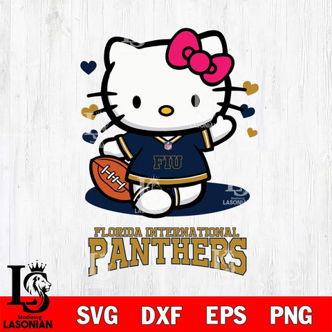 Florida International Panthers Hello Kitty NCAA 3 Svg Eps Dxf Png File, Digital Download, Instant Download