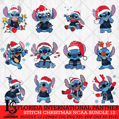 Florida International Panthers Stitch Christmas NCAA Bundle 12 Svg Eps Dxf Png File, Digital Download, Instant Download