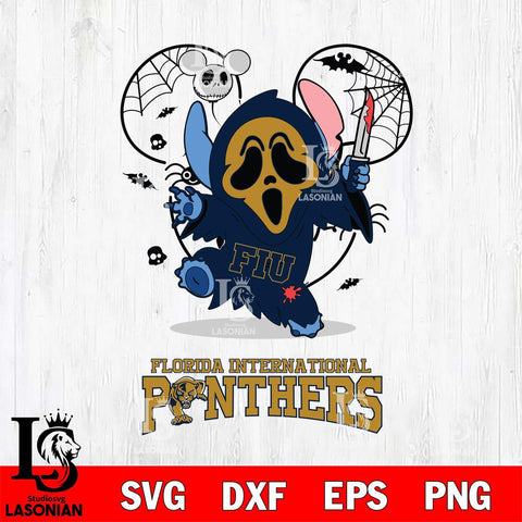 Florida International Panthers Stitch Ghost Face Halloween 2 Svg Eps Dxf Png File, Digital Download, Instant Download