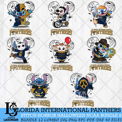 Florida International Panthers Stitch Horror Halloween Bundle NCAA Svg Eps Dxf Png File, Digital Download, Instant Download