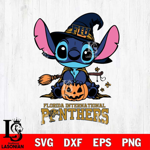 Florida International Panthers Stitch witch Svg Eps Dxf Png File, NCAA svg, Digital Download, Instant Download