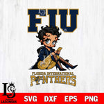 Florida International Panthers Style Black Fan Girl Betty Boop, Svg Eps Dxf Png File, Digital Download