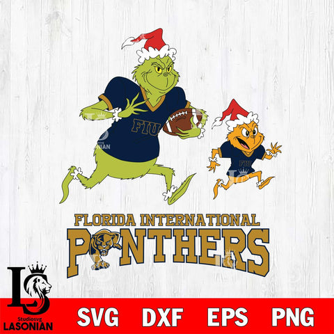 Florida International Panthers The Grinch & Max Football Cricut,Christmas SVG DXF EPS PNG FILE, NCAA Digital Download,Instant Download, Silhouette
