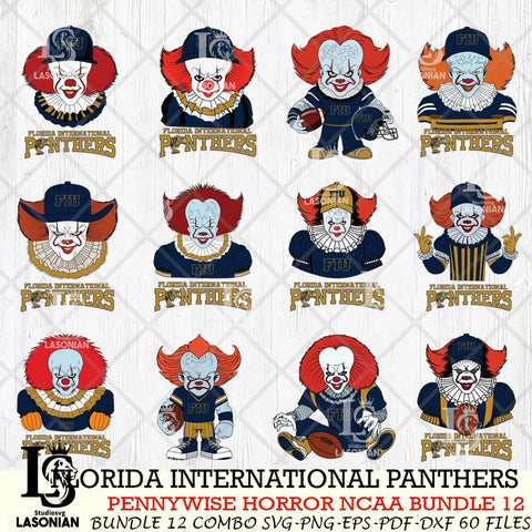 Florida International Panthers  Pennywise Horror NCAA Bundle 12 SVG Svg Eps Dxf Png File, Digital Download