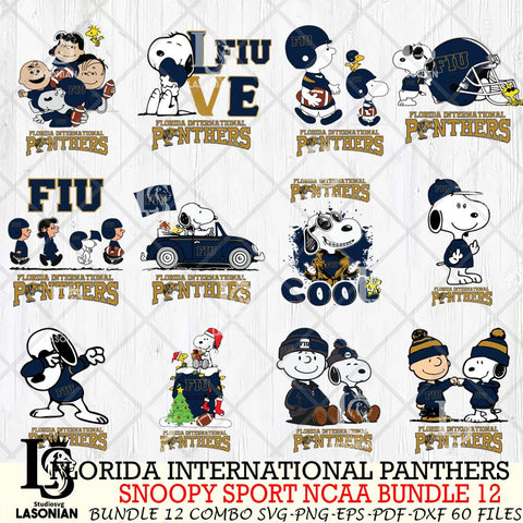 Florida International Panthers  Snoopy NCAA Bundle 12 SVG Svg Eps Dxf Png File, Digital Download