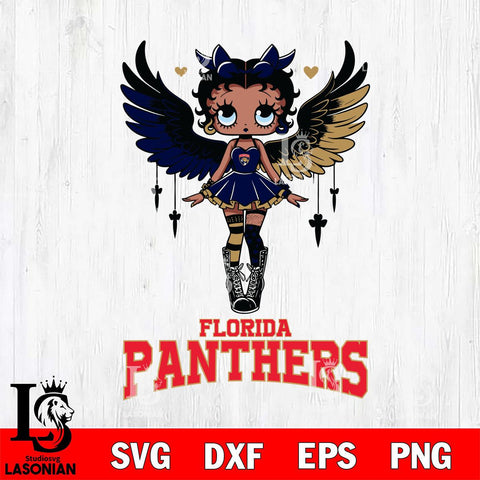 Florida Panthers Anglel Black Fan Girl Betty Boop, Svg Eps Dxf Png File, Digital Download