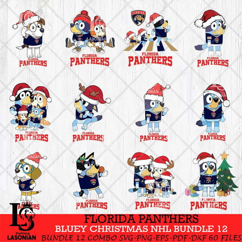 Florida Panthers Bluey Christmas NHL Bundle 12 Cricut , Christmas Svg , Bluey svg , Digital Download, dxf eps png pdf file