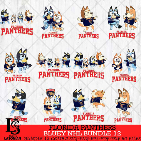 Florida Panthers Bluey Dace Mode NHL Bundle 12 SVG Eps Dxf Png File, Digital Download, Instant Download