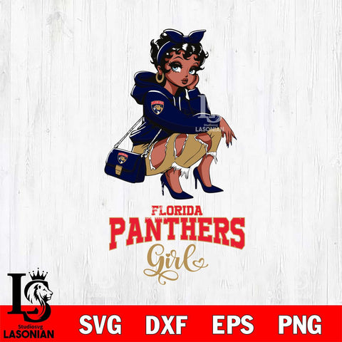 Florida Panthers Fashion Black Fan Girl Betty Boop, Svg Eps Dxf Png File, Digital Download
