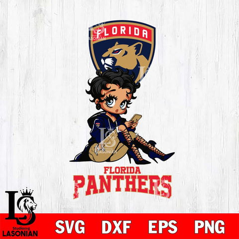 Florida Panthers Style Black Fan Girl Betty Boop, Svg Eps Dxf Png File, Digital Download